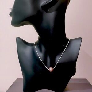 NWOT Authentic Genuine Natural Edison Pearl in 925 Sterling Silver Necklace